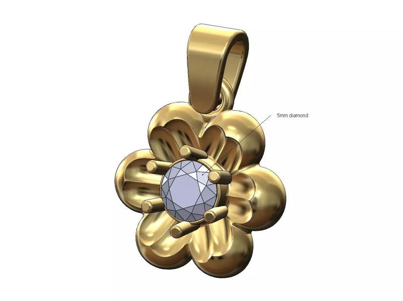 Diamond Florentine solitaire pendant charm