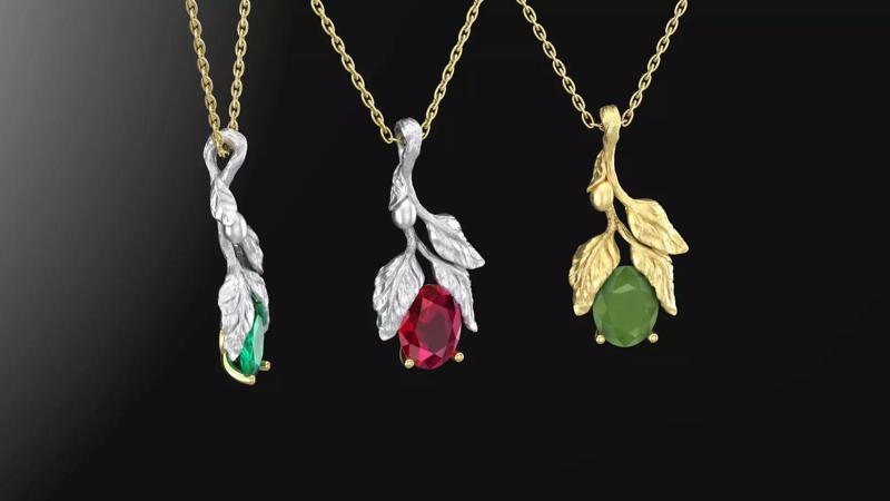 Pendant Flower with emerald