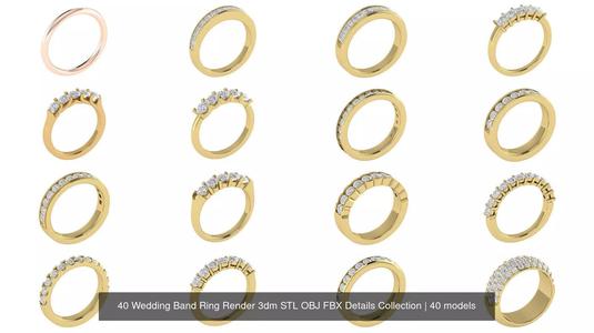40 Wedding Band Ring Render 3dm STL OBJ FBX Details Collection
