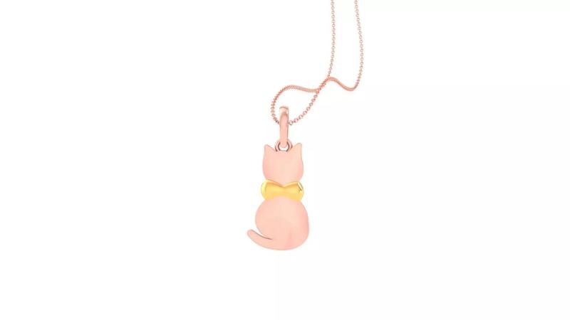 Cat with Bow Tie Light Weight Kids Pendant Necklace Charms 3dm