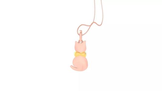 Cat with Bow Tie Light Weight Kids Pendant Necklace Charms 3dm