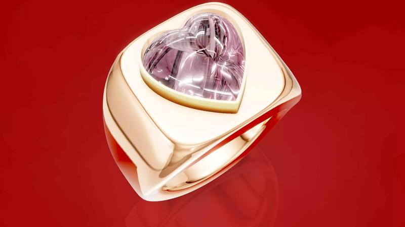 Heart cabochon Signet Ring