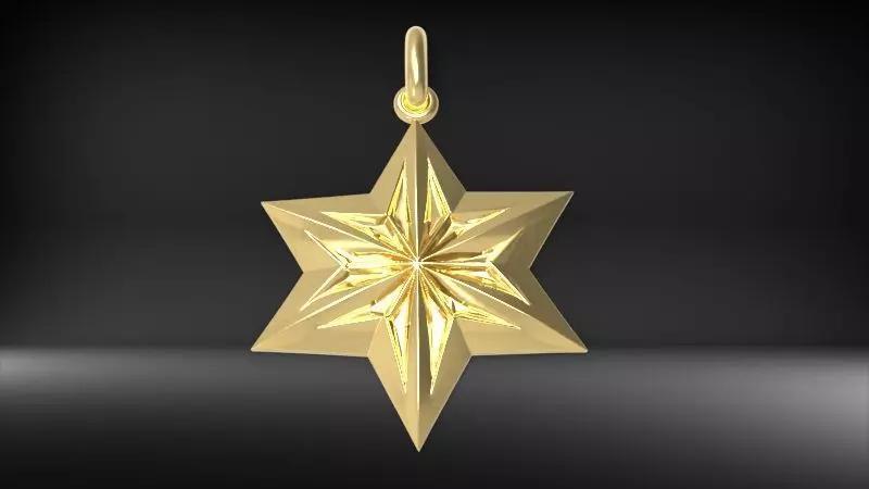 Italian Star 6 point star pendant necklace  earrings jewelry