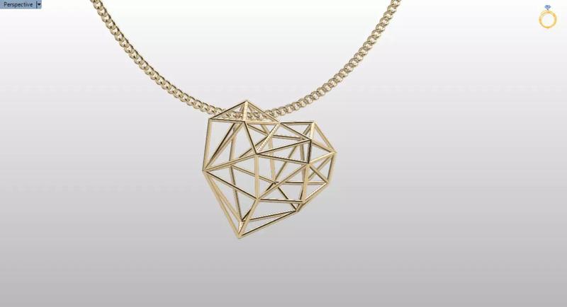 geometric wire heart pendant