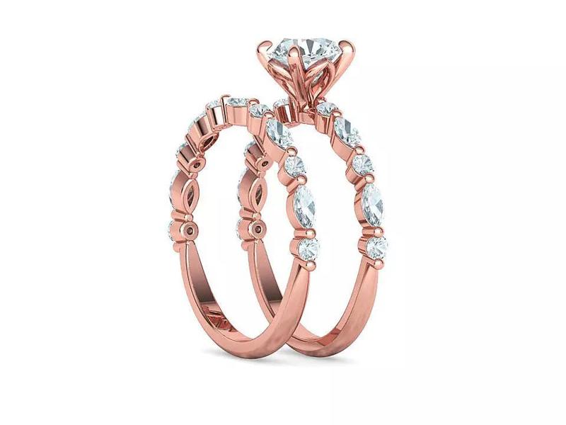 Sophia Jewelry Set Engagement Ring and Matching Stackable Ring 3D Model Collection