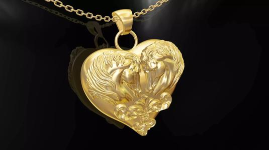 Horse Head On Heart pendant jewelry gold