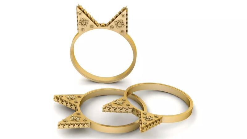CAT DESIGN GOLD RING 3D PRINTABLE MODEL