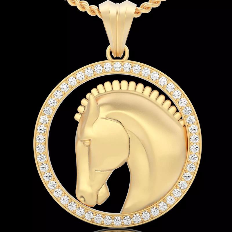Horse pendant silver gold printable jewelry 3D model