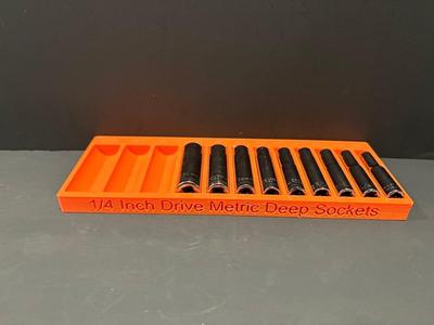 ¼ Inch Drive Metric Deep Socket Organizer