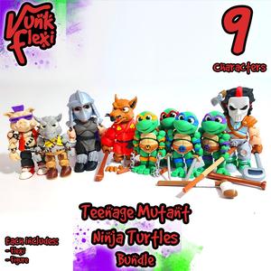 Teenage Mutant Ninja Turtles Character Bundle MultiColor Flexi Print-In-Place + figure & keychain