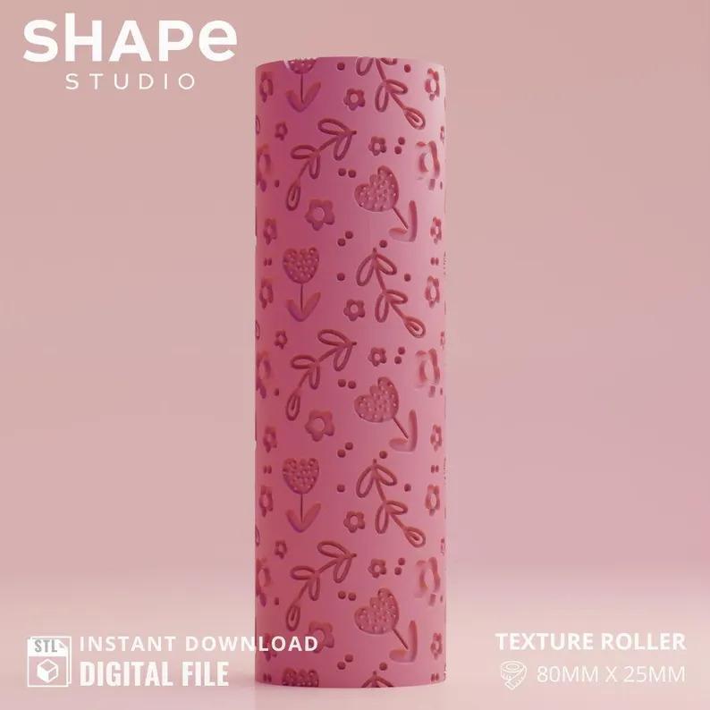 Cute flowers | Polymer Clay Seamless Texture Roller | Digital STL file