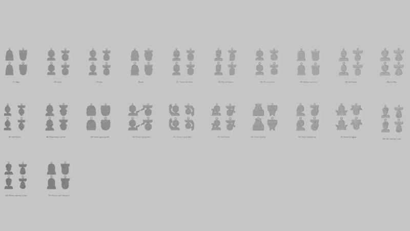 Character Icon Pendants Everyday People and Expressions