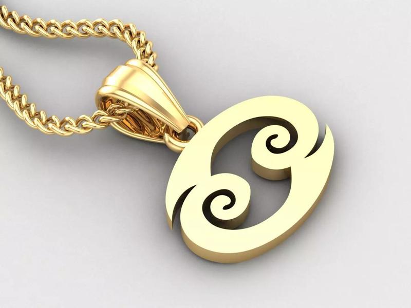 Cancer Light Gold Pendant Version 5