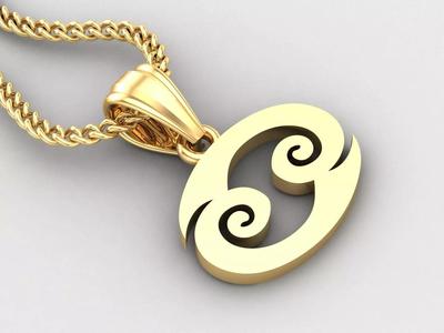 Cancer Light Gold Pendant Version 5