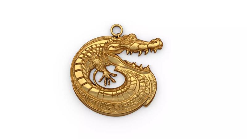 Crocodile pendant -01 printable jewelry
