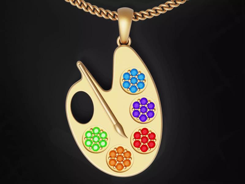color pullet pendant silver printable jewelry