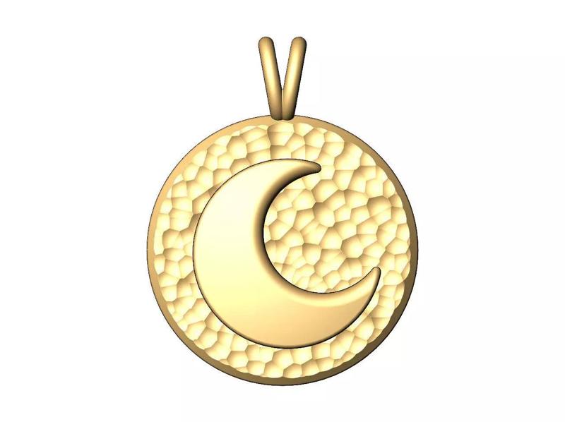 Hammered texture crescent moon pendant charm