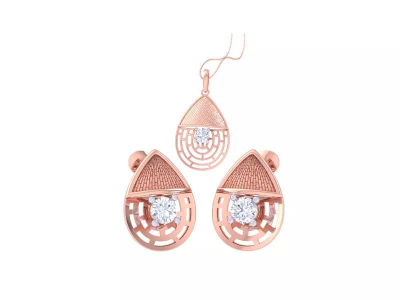 Solitaire Earring Pendant Set 3dm STL OBJ FBX Renders Details