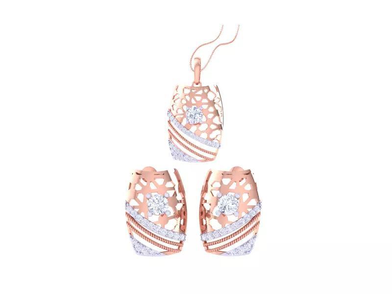 Solitaire Earring Pendant Set 3dm STL OBJ FBX Renders Details