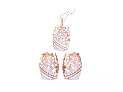 Solitaire Earring Pendant Set 3dm STL OBJ FBX Renders Details