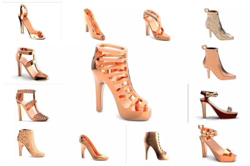 set fashionable pendant womens shoes half-boots 480 3D Model Collection