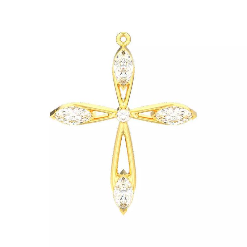 Marquise stones cross necklace pendant 3D print model