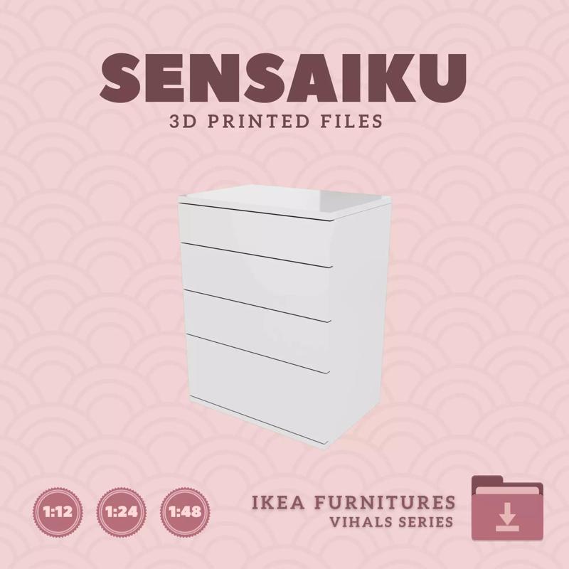 VIHALS 4 Drawer Chest for Dollhouse - IKEA - 3D Print