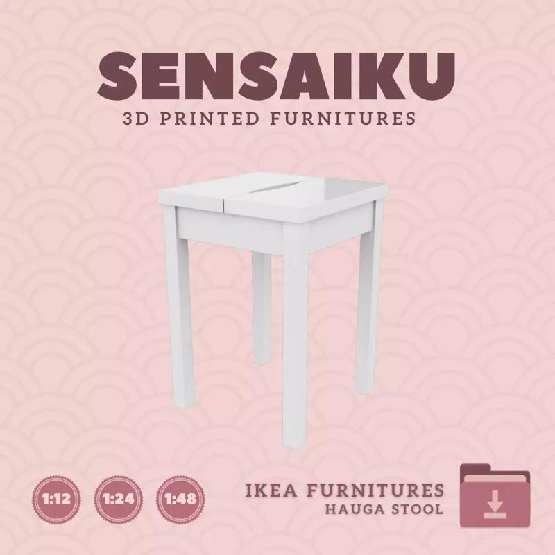 HAUGA Stool for Miniature Dollhouse IKEA 3D Print