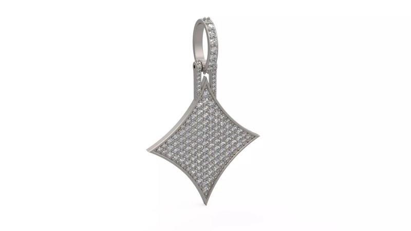 Model 1129 Playing Cards Diamonds Iced Out Pendant Large 40mm