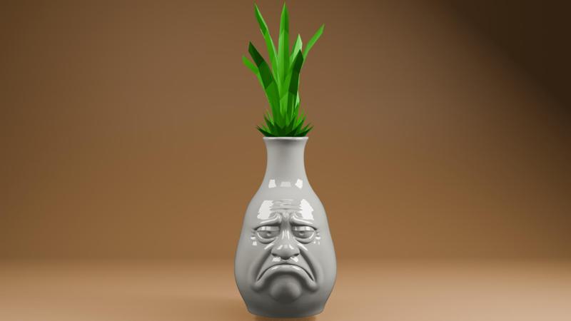 Sad Face Vase Planter STL - Funny Expressive Pot for 3D Printing