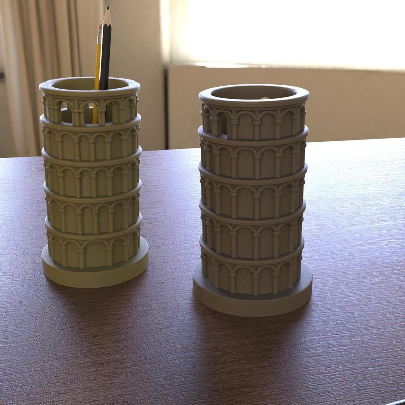 Leaning Tower of Pisa Multi-Purpose Holder | 3D Printable Pen or Toothbrush Organizer STL