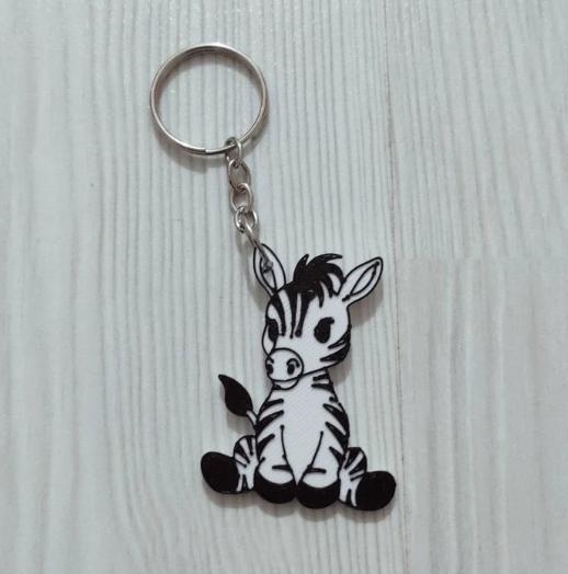 Adorable 3D Printed Zebra Keychain - Personalized Animal Key Holder