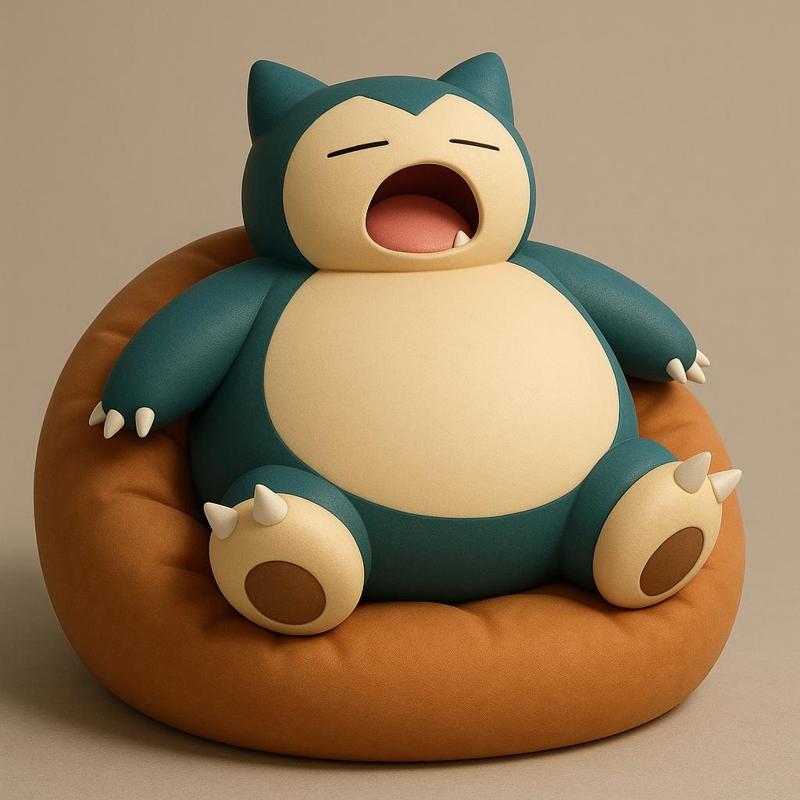 3D Sleeping Snorlax - Ultra Realistic Puff Model for Pokémon Fans and Collectors