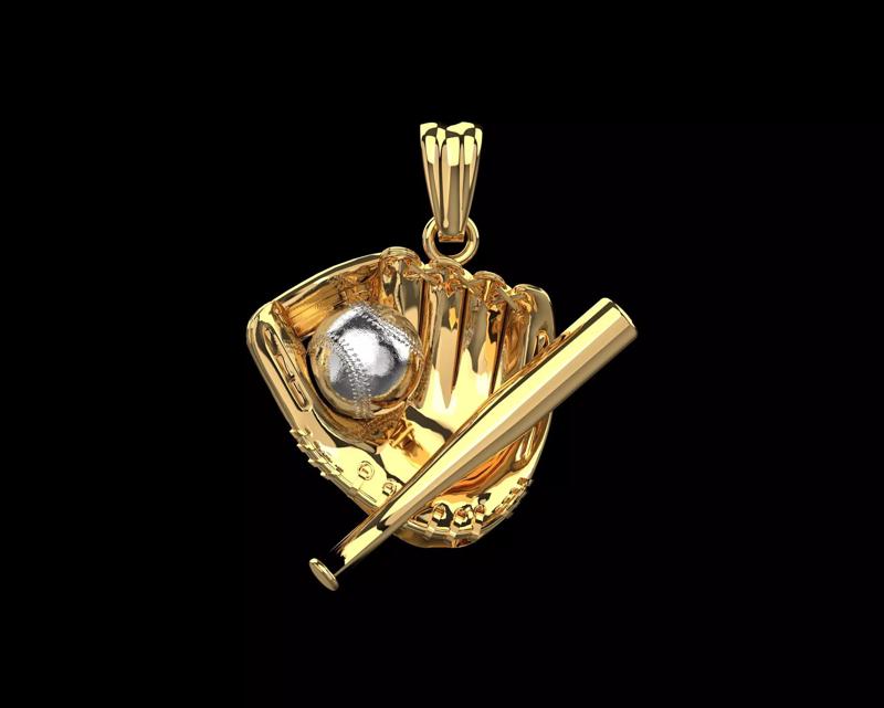 Baseball Glove Ball and Bat Pendant N235
