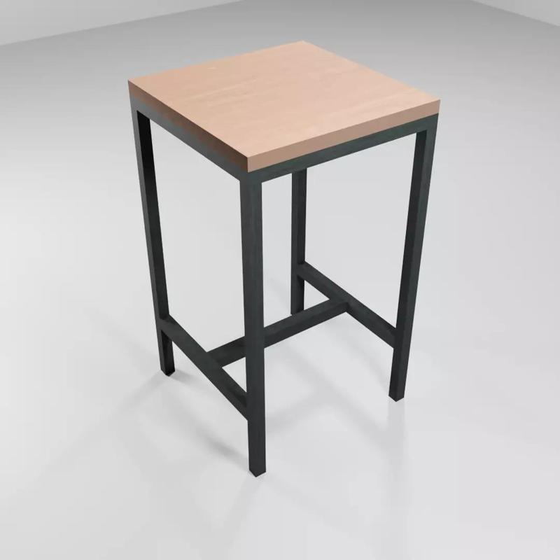 Light Oak and Brushed Steel Stool