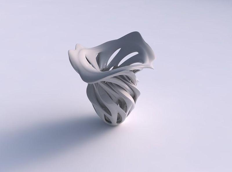 Vase inside a funnel vase with intersection through cuts wavy...