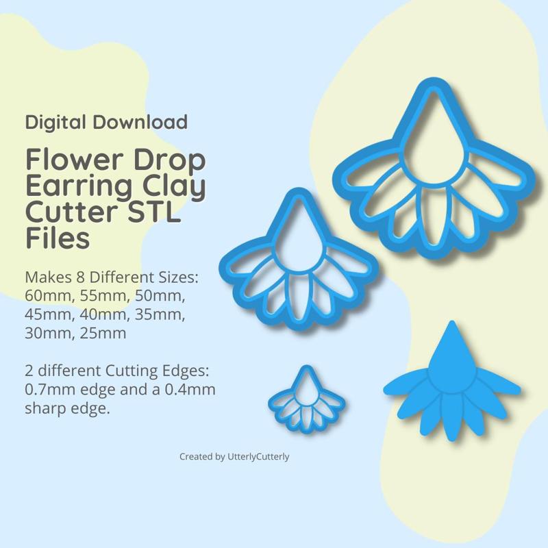 Flower Splay Cutter 2- Embossed STL Digital File Download- 8 sizes and 2 Cutter Versions