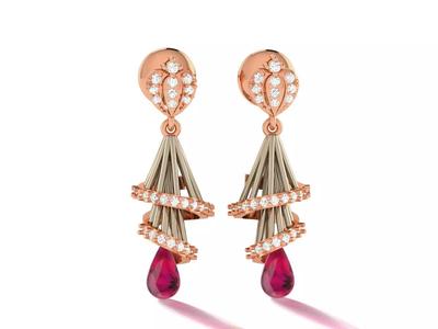 Hanging Diamond Drops Earrings 3dm render details
