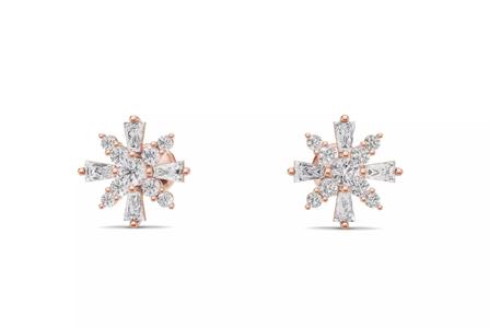 Snowflake Baguette Diamond Stud Earrings