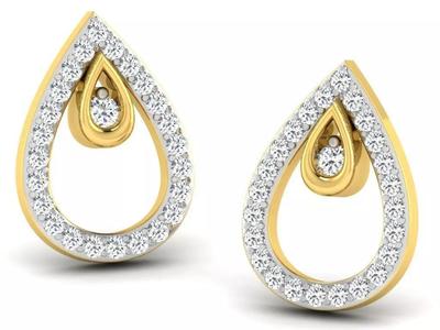 Gold Diamond Women Earring 3D print Model