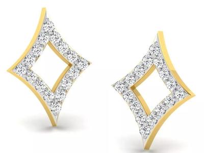 Gold Diamond Women Earring 3D print Model