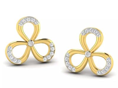 Gold Diamond Women Earring 3D print Model