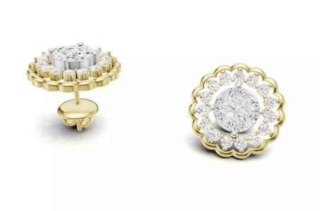 Pointer Diamond Cluster Studs For Women