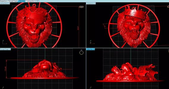 pendant silver lion head in circle