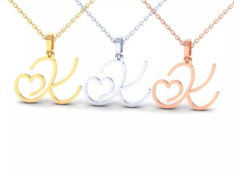 K  VALENTINE PENDANT HANDMADE FONT