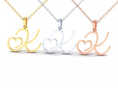 K  VALENTINE PENDANT HANDMADE FONT