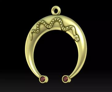 Pendant moon with a snake Crescent Celtic moon neclace