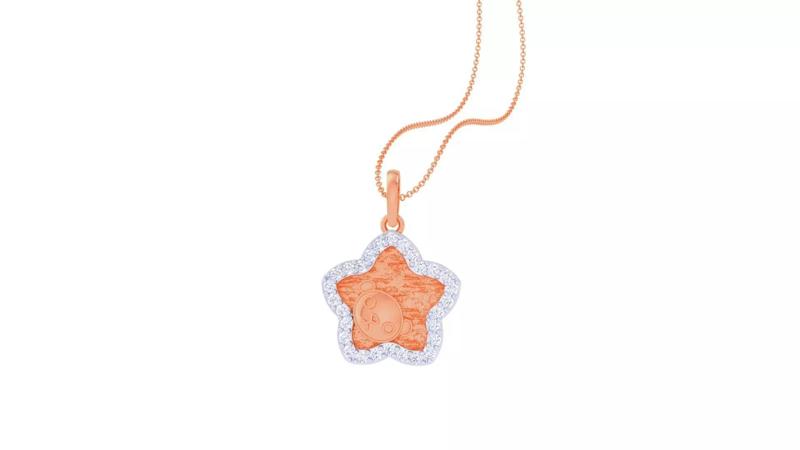 Star with Pig Face Light Weight Kids Pendant Necklace Charms 3dm