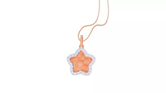 Star with Pig Face Light Weight Kids Pendant Necklace Charms 3dm