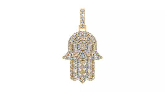 Exquisite Diamond-Encrusted Hamsa Hand Pendant